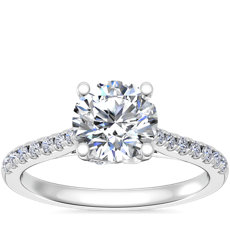 Petite Petal Diamond Engagement Ring in Platinum (1/10 ct. tw.)